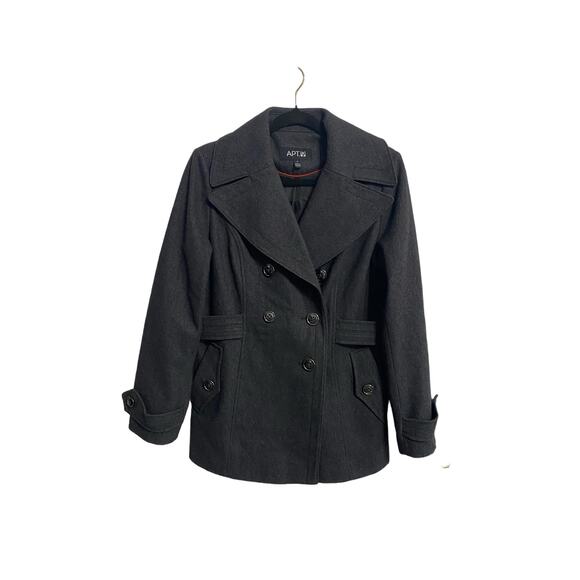 Apt 9 Peacoat Gray Size Small Collared Wool Blend - Picture 13 of 14